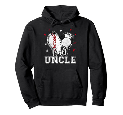 Ball Uncle Baseball Soccer Heart Nana Hoodie - Minimalist Print for Adults - T-Shirt, Sweatshirt, Hoodie