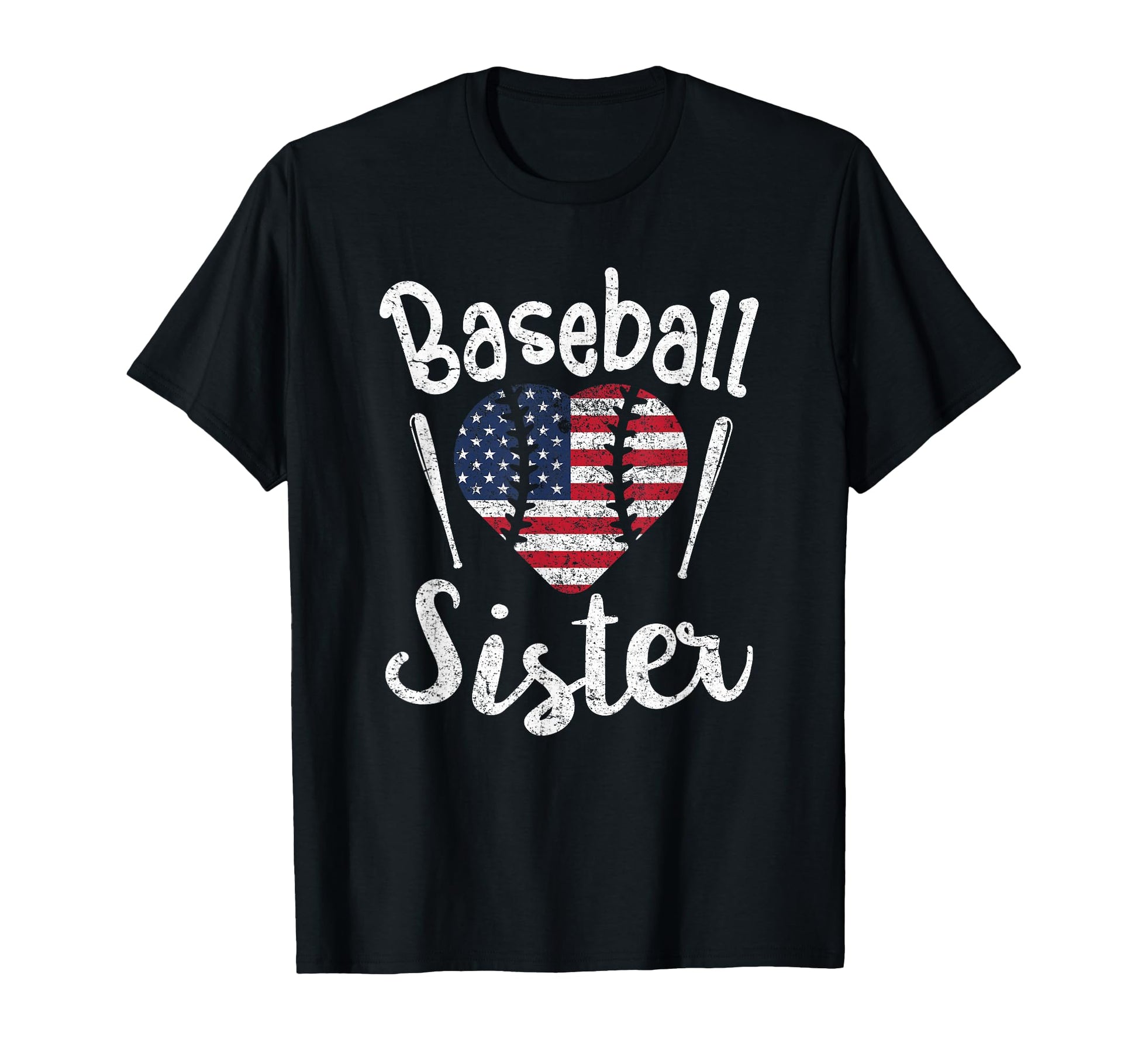 Baseball Sister American Flag 4Th July T-Shirt - Minimalist Print Men Women - T-Shirt, Sweatshirt, Hoodie