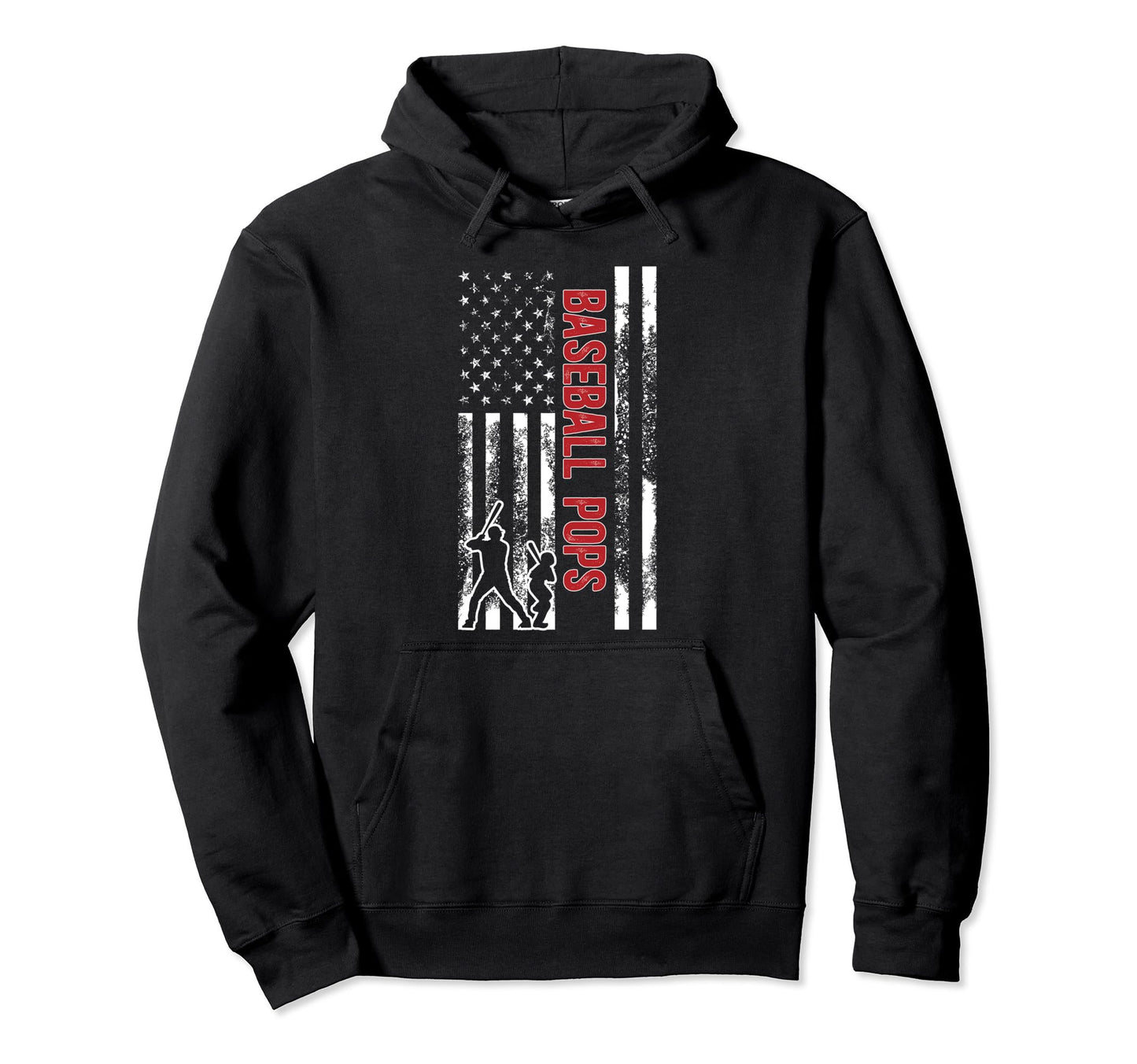 Baseball Pops Grandpa Us Flag Pops Hoodie - Unique Graphic for Adults - T-Shirt, Sweatshirt, Hoodie