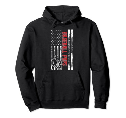 Baseball Pops Grandpa Us Flag Pops Hoodie - Unique Graphic for Adults - T-Shirt, Sweatshirt, Hoodie