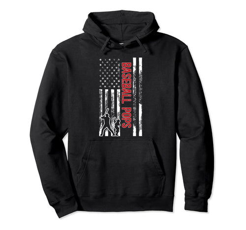 Baseball Pops Grandpa Us Flag Pops Hoodie - Unique Graphic for Adults - T-Shirt, Sweatshirt, Hoodie