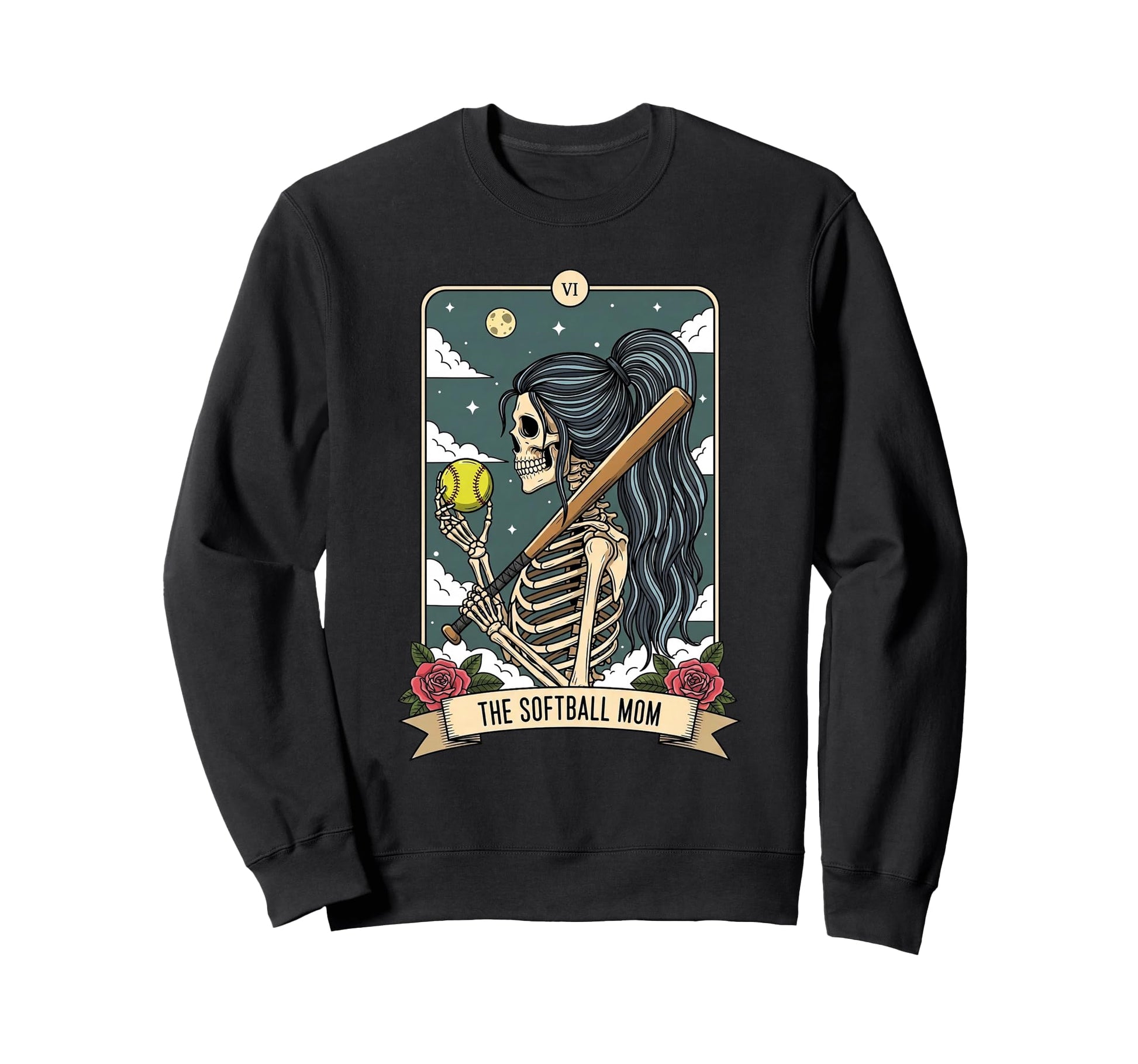 Softball Mom Skeleton Card Sweatshirt - Streetwear Style for Adults - T-Shirt, Sweatshirt, Hoodie