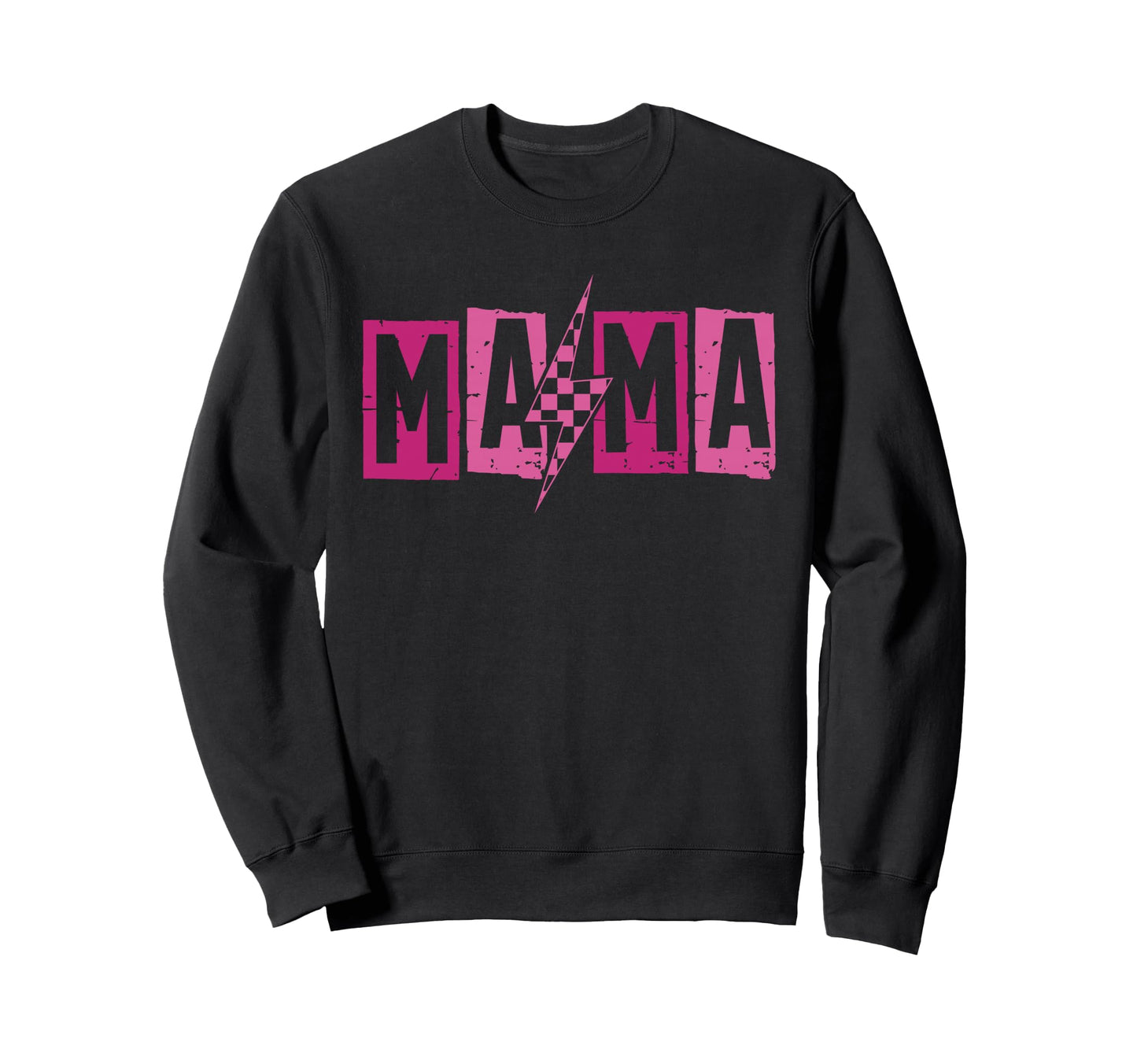 Mama Bolt Lightning Checkered Sweatshirt - Casual Everyday Wear Men Women - T-Shirt, Sweatshirt, Hoodie