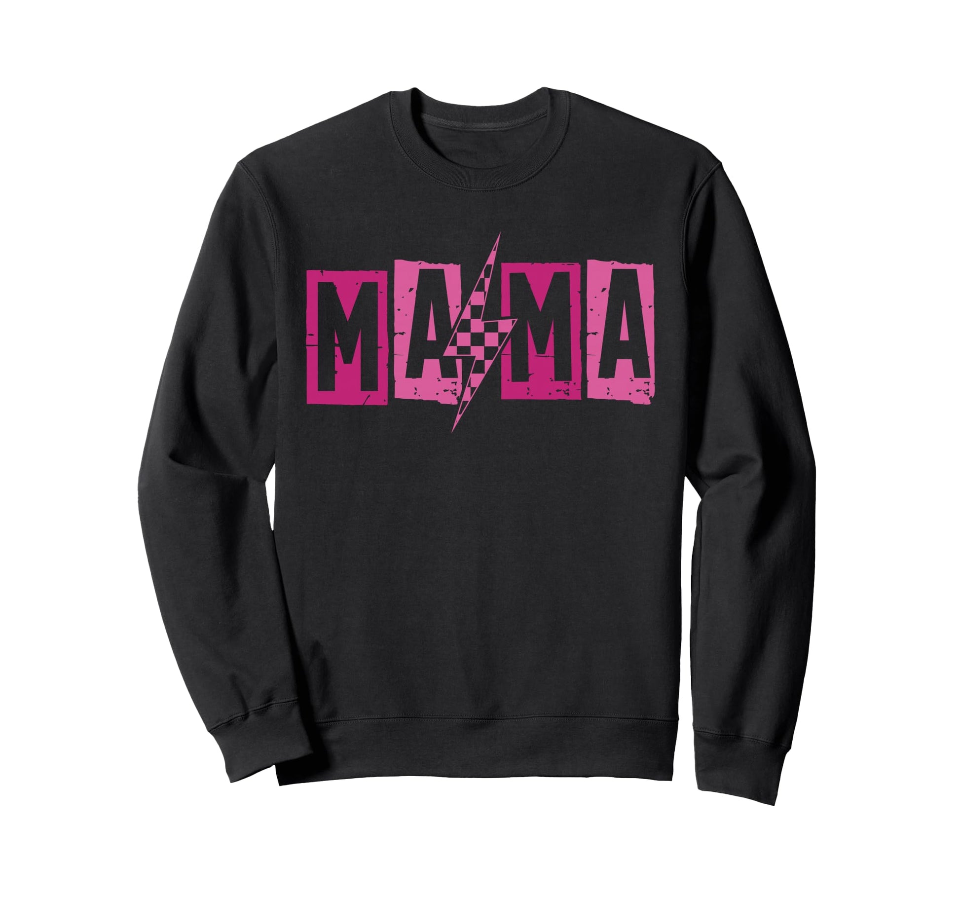 Mama Bolt Lightning Checkered Sweatshirt - Casual Everyday Wear Men Women - T-Shirt, Sweatshirt, Hoodie