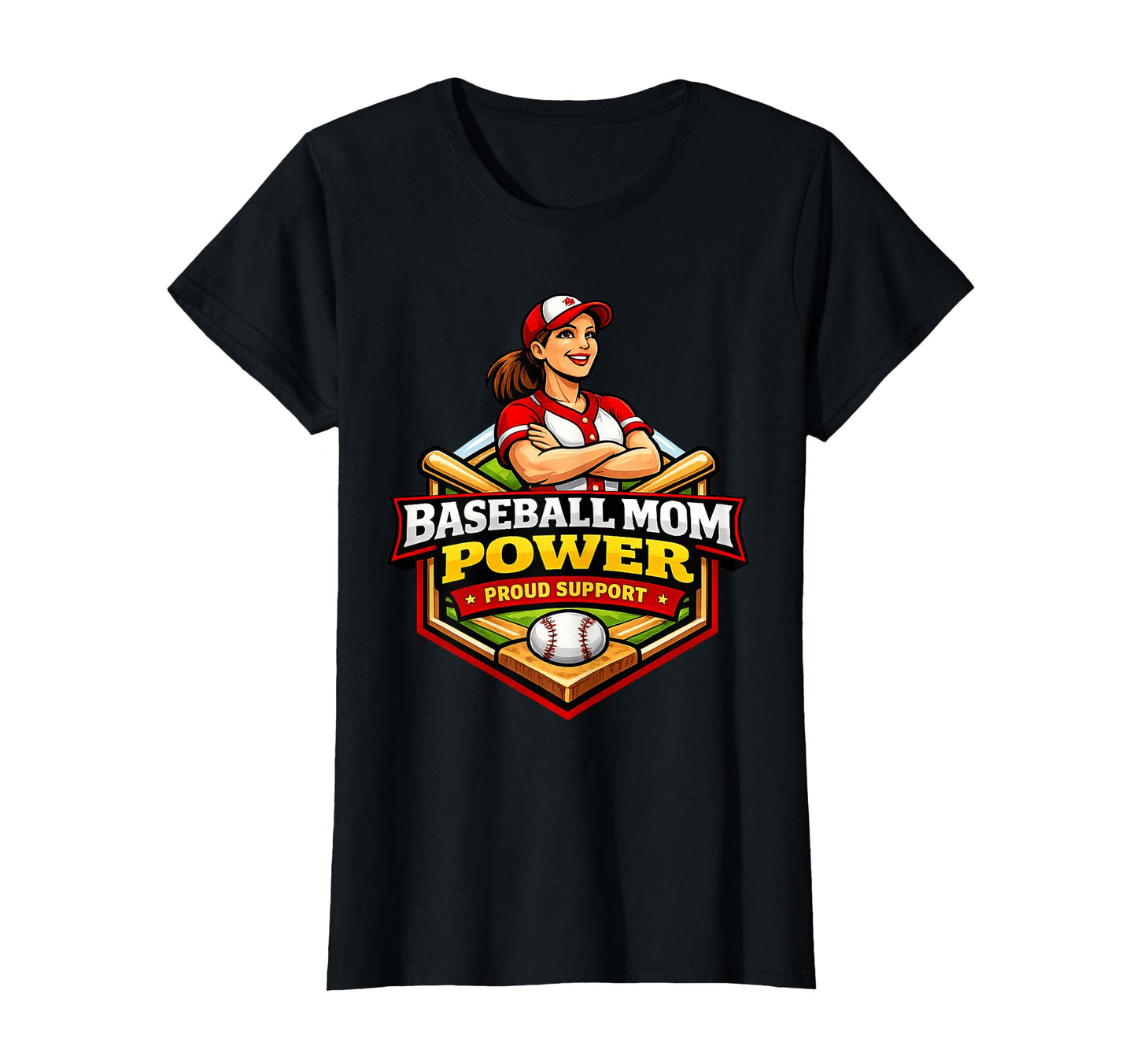 Baseball Mom Power Proud Support T-Shirt - Trendy Graphic Unisex - T-Shirt, Sweatshirt, Hoodie