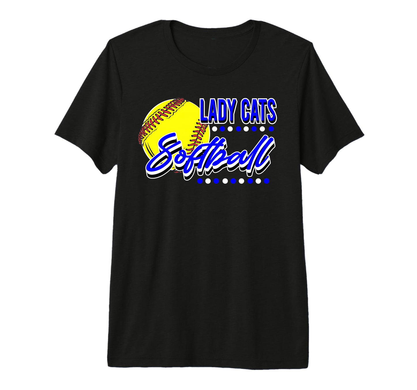 Lady Cats Softball Mom Game Day Blue T-Shirt - Unique Graphic for Adults - T-Shirt, Sweatshirt, Hoodie
