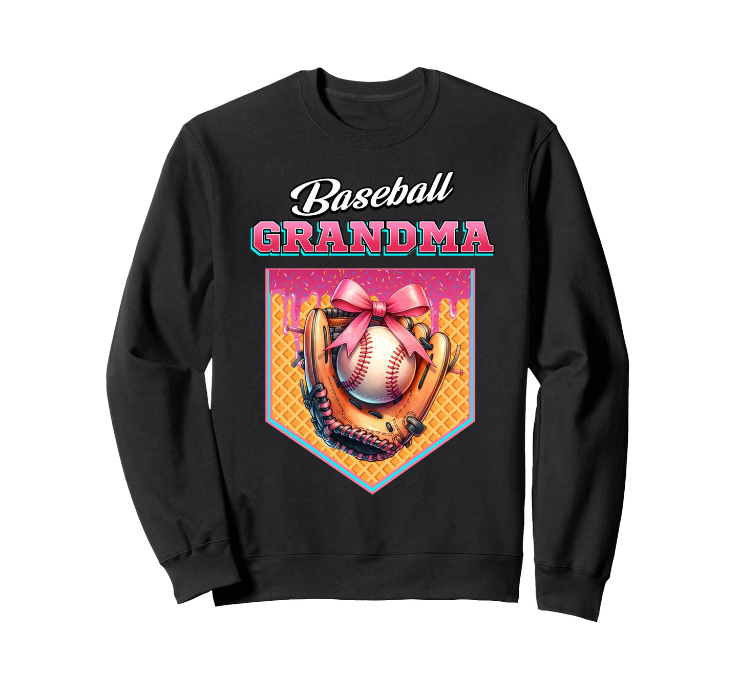 Baseball Grandma Ice Cream Drip Mothers Sweatshirt - Unique Graphic Unisex - T-Shirt, Sweatshirt, Hoodie