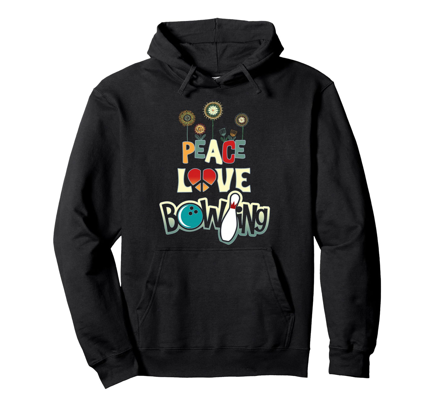 Peace Love Bowling Hoodie - Casual Everyday Wear Men Women - T-Shirt, Sweatshirt, Hoodie