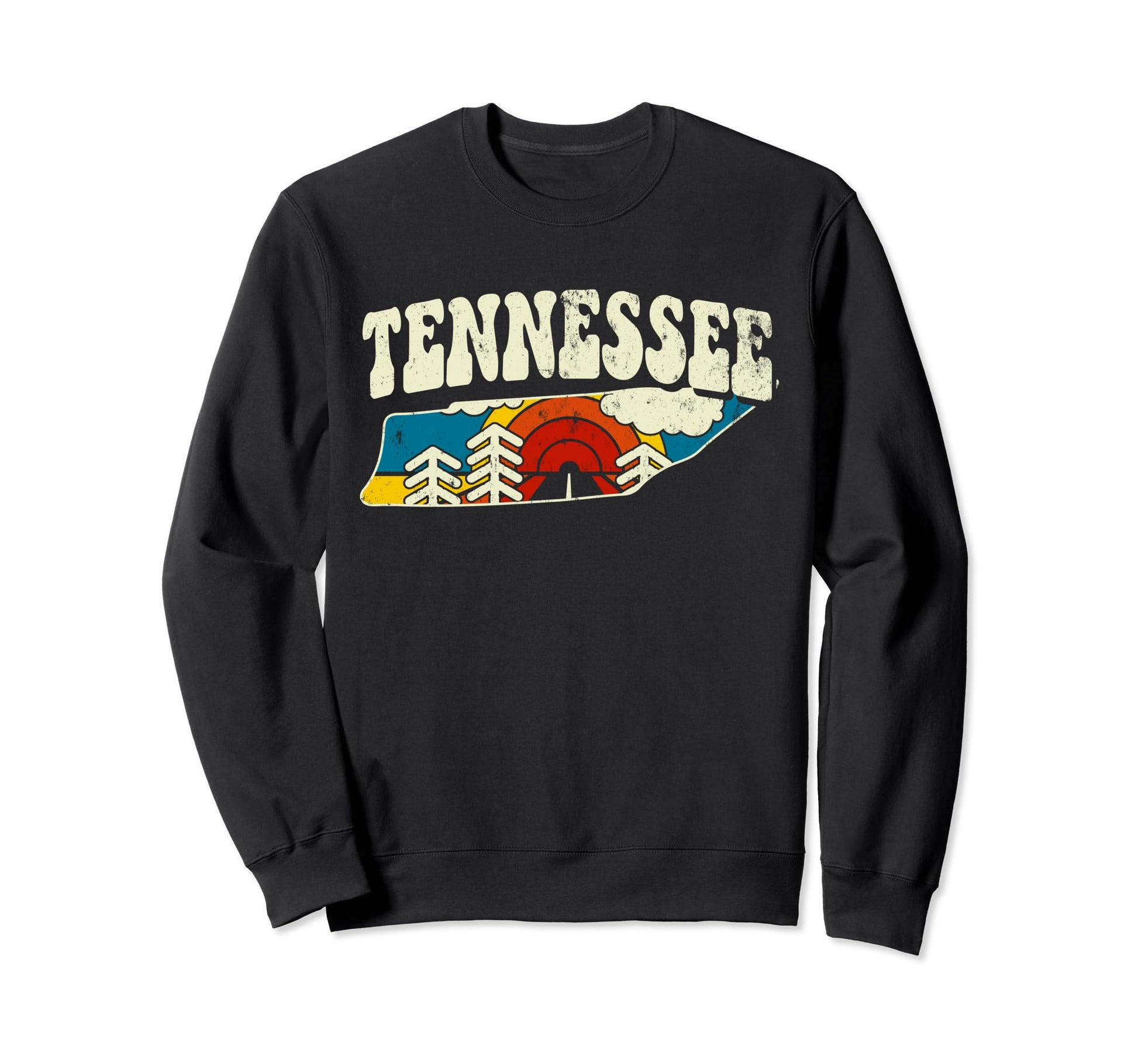 Tennessee State Rainbow Hippie 70S Map Sweatshirt - Minimalist Print Unisex - T-Shirt, Sweatshirt, Hoodie
