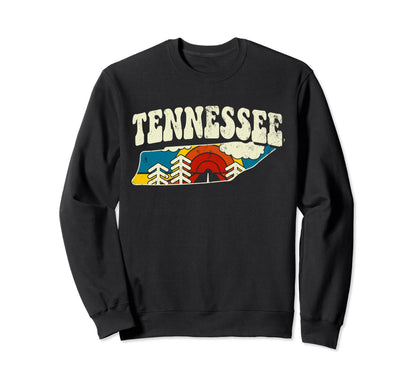 Tennessee State Rainbow Hippie 70S Map Sweatshirt - Minimalist Print Unisex - T-Shirt, Sweatshirt, Hoodie