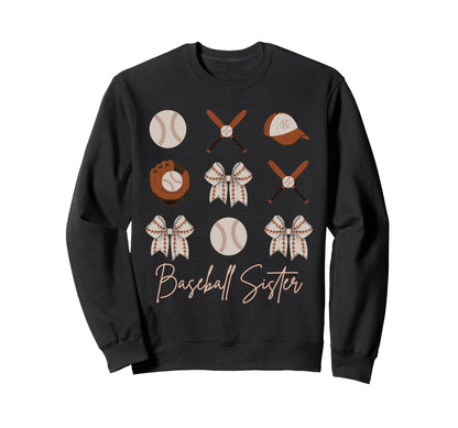 Baseball Sister Coquette Bow Cheer Sweatshirt - Streetwear Style Unisex - T-Shirt, Sweatshirt, Hoodie