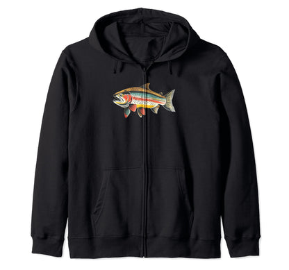 Rainbow Trout Fly Fishing Steelhead Hoodie - Trendy Graphic Men Women - T-Shirt, Sweatshirt, Hoodie