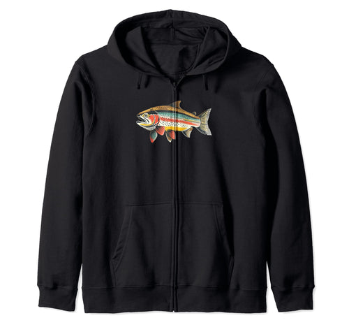 Rainbow Trout Fly Fishing Steelhead Hoodie - Trendy Graphic Men Women - T-Shirt, Sweatshirt, Hoodie