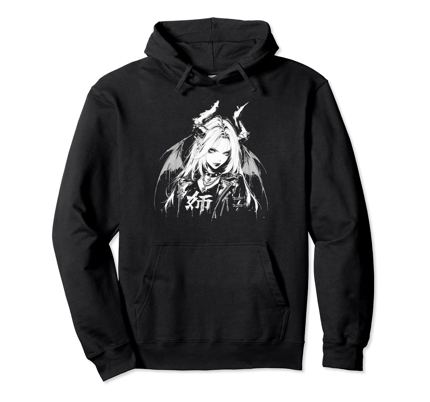 Goth Grunge Demon Anime Waifu Horror Hoodie - Fun Novelty Design Men Women - T-Shirt, Sweatshirt, Hoodie