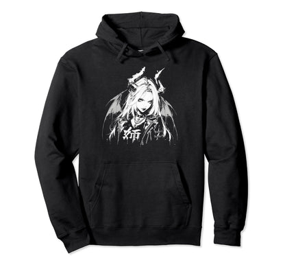 Goth Grunge Demon Anime Waifu Horror Hoodie - Fun Novelty Design Men Women - T-Shirt, Sweatshirt, Hoodie