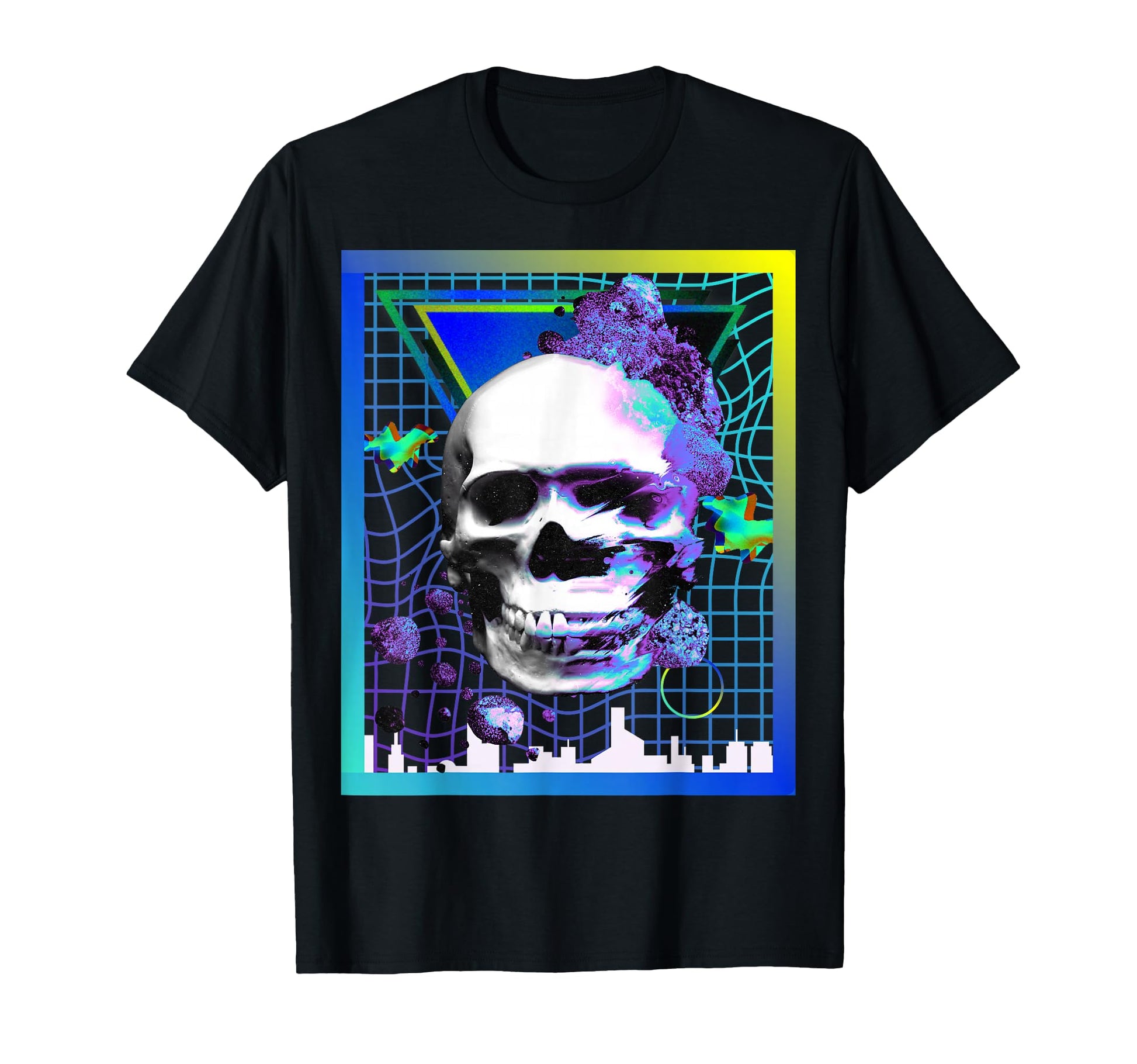 Vaporwave Skull Halloween Aesthetic T-Shirt - Aesthetic Graphic for Adults - T-Shirt, Sweatshirt, Hoodie