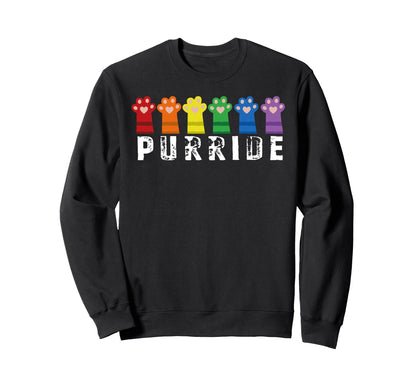 Pride Cat Purride Gay Lgbtq Rainbow Flag Sweatshirt - Trendy Graphic Unisex - T-Shirt, Sweatshirt, Hoodie
