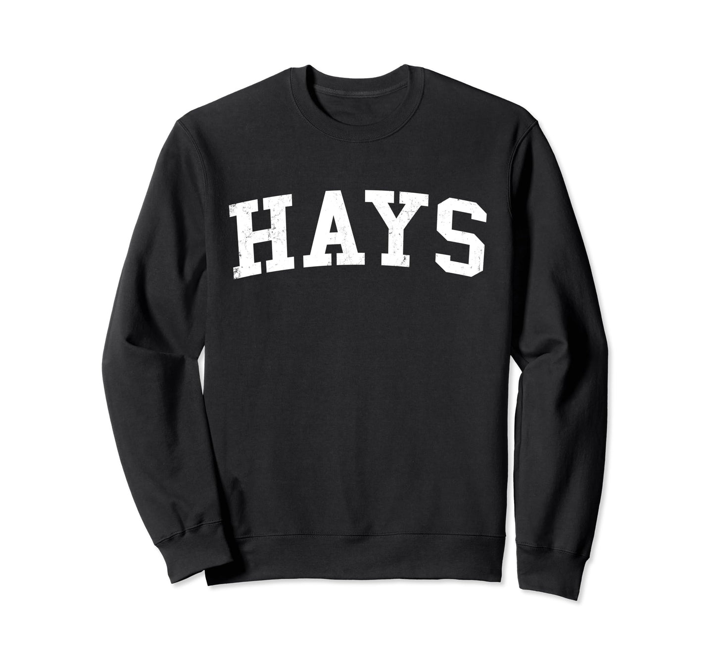 Hays Ks Distressed White Varsity Sweatshirt - Graphic Print for Adults - T-Shirt, Sweatshirt, Hoodie