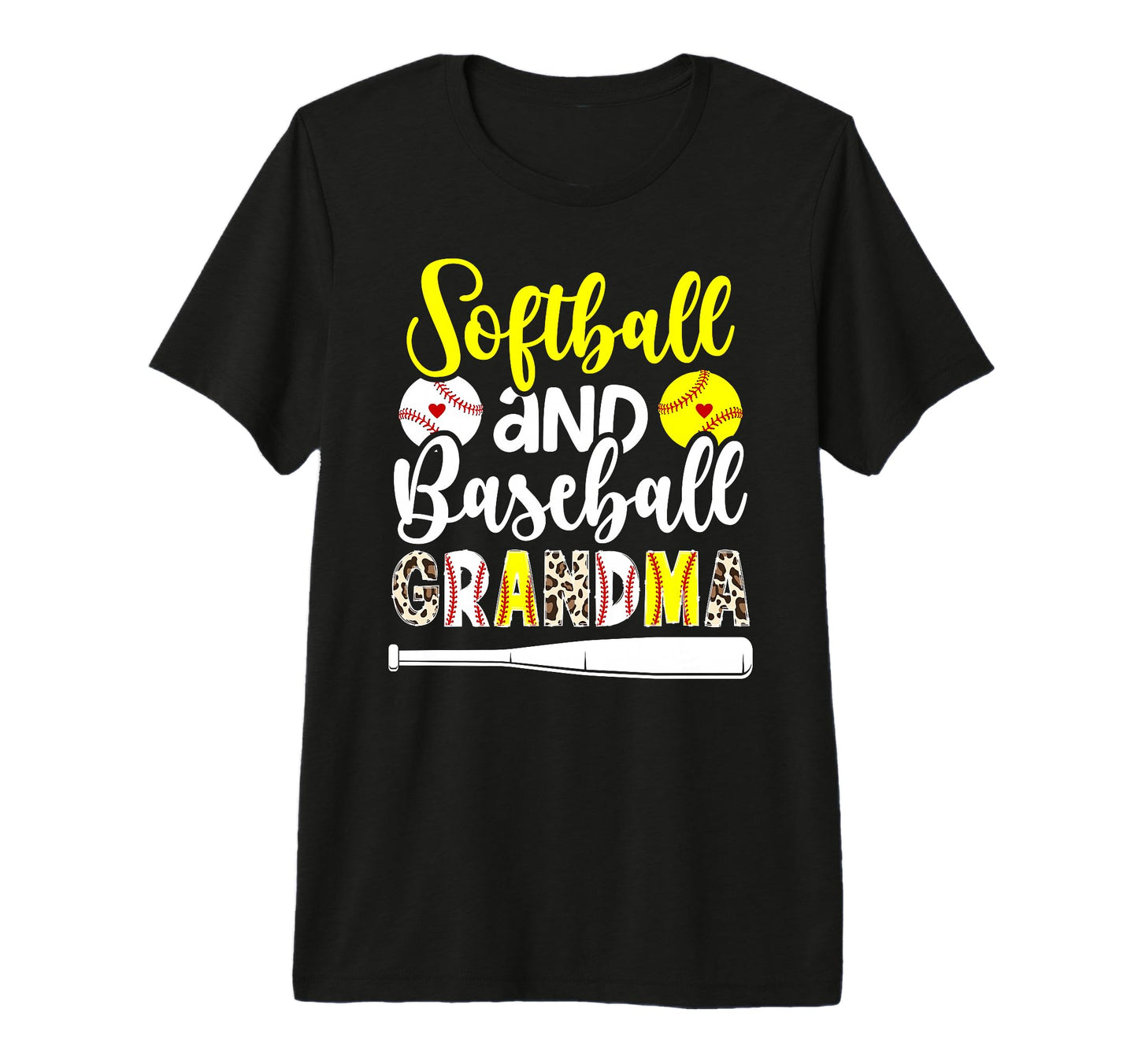 Softball Baseball Grandma Leopard T-Shirt - Unique Graphic for Adults - T-Shirt, Sweatshirt, Hoodie