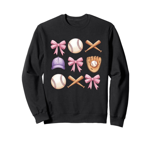 Baseball Coquette Bow Mom Sister Sweatshirt - Novelty Apparel Unisex - T-Shirt, Sweatshirt, Hoodie