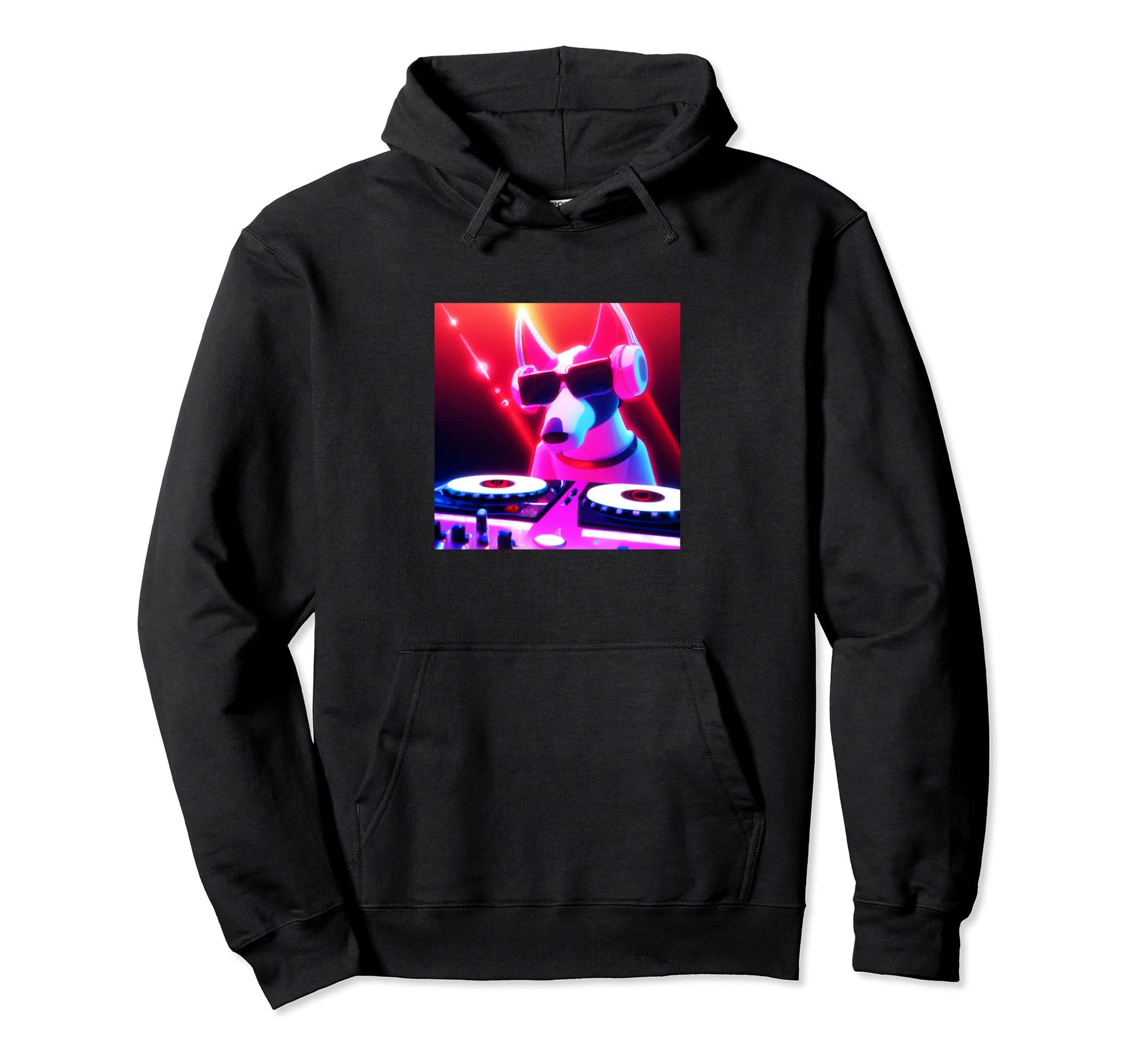 Whippet Vaporwave Dj Dog Aesthetic Hoodie - Casual Everyday Wear Men Women - T-Shirt, Sweatshirt, Hoodie