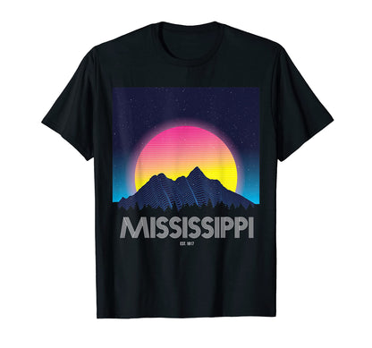 Mississippi Mountain Grid 80S 90S Aesthetic T-Shirt - Unique Graphic Unisex - T-Shirt, Sweatshirt, Hoodie