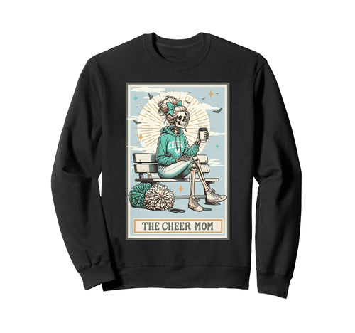 Cheer Mom Skeleton Tarot Card Sweatshirt - Aesthetic Graphic for Adults - T-Shirt, Sweatshirt, Hoodie