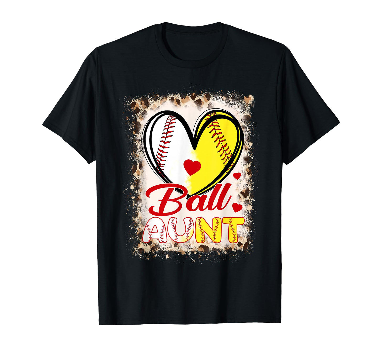 Ball Aunt Heart Baseball Softball T-Shirt - Custom Art Print Men Women - T-Shirt, Sweatshirt, Hoodie