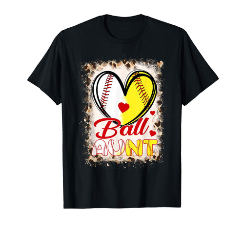 Ball Aunt Heart Baseball Softball T-Shirt - Custom Art Print Men Women - T-Shirt, Sweatshirt, Hoodie