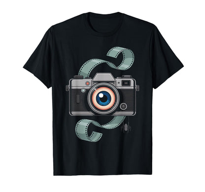 Spooky Camera Eyeball Photography T-Shirt - Fun Novelty Design for Adults - T-Shirt, Sweatshirt, Hoodie