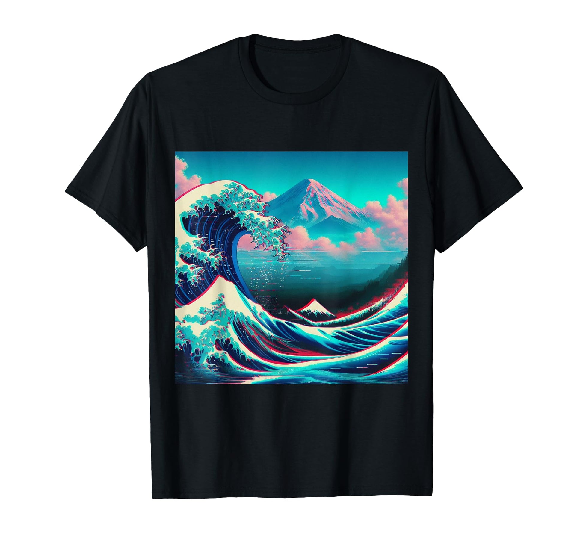 Great Wave Off Kanagawa Vaporwave T-Shirt - Minimalist Print for Adults - T-Shirt, Sweatshirt, Hoodie