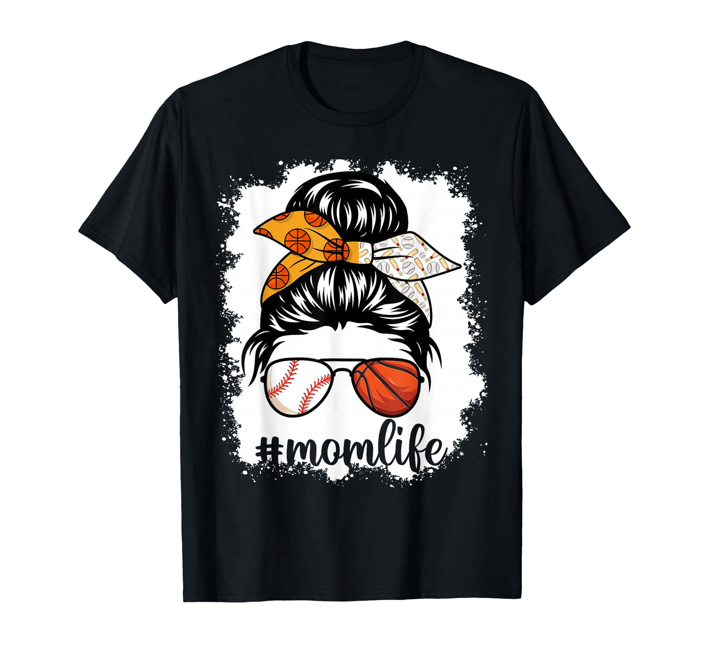 Mom Life Baseball Basketball Mom Messy T-Shirt - Trendy Graphic for Adults - T-Shirt, Sweatshirt, Hoodie