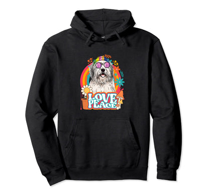 Hippie Old English Sheepdog Dog 60S Hoodie - Aesthetic Graphic for Adults - T-Shirt, Sweatshirt, Hoodie