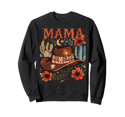 Cowgirl Mama Cowboy Hat Cactus Boho Sweatshirt - Custom Art Print Unisex - T-Shirt, Sweatshirt, Hoodie