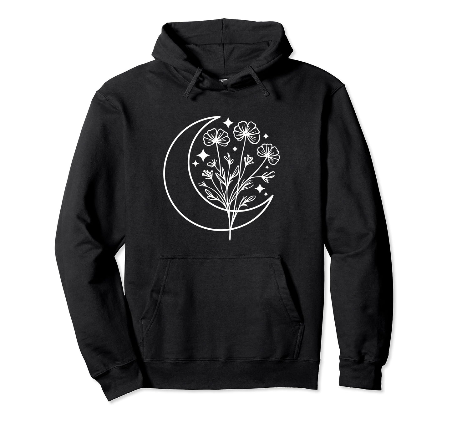 Wildflower Crescent Moon Floral Flowers Hoodie - Graphic Print for Adults - T-Shirt, Sweatshirt, Hoodie