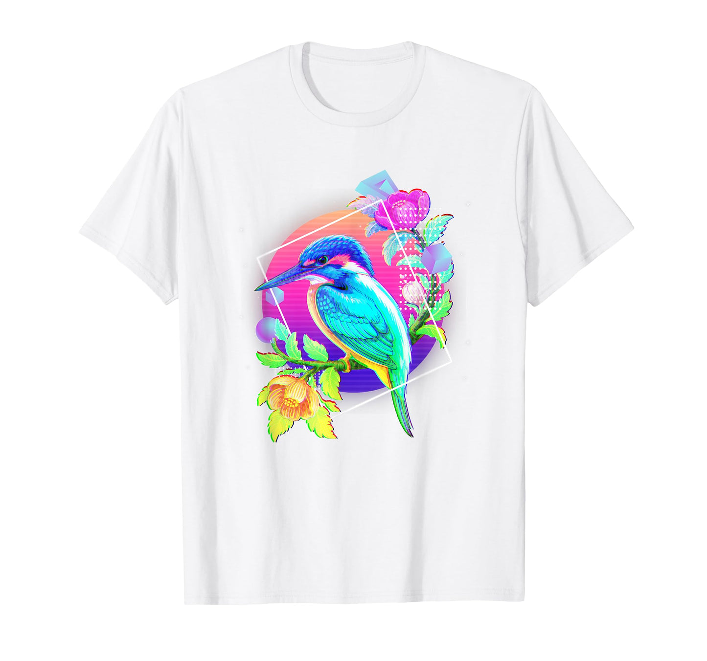 Vaporwave Kingfisher Flowers T-Shirt - Fun Novelty Design Men Women - T-Shirt, Sweatshirt, Hoodie