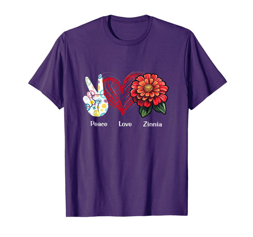 Peace Love Zinnia Flower Hippie Zinnia T-Shirt - Unique Graphic Men Women - T-Shirt, Sweatshirt, Hoodie
