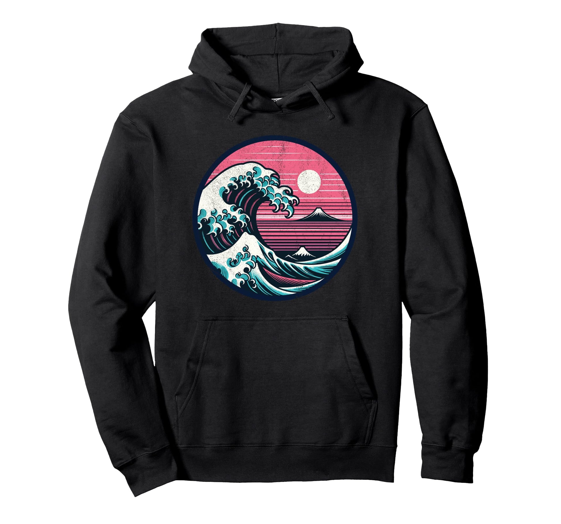 Great Wave Kanagawa Vaporwave Hoodie - Custom Art Print for Adults - T-Shirt, Sweatshirt, Hoodie