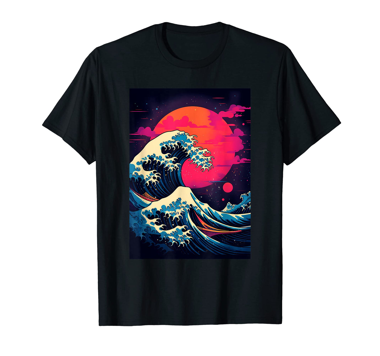 Great Wave Off Kanagawa Glitch T-Shirt - Novelty Apparel for Adults - T-Shirt, Sweatshirt, Hoodie