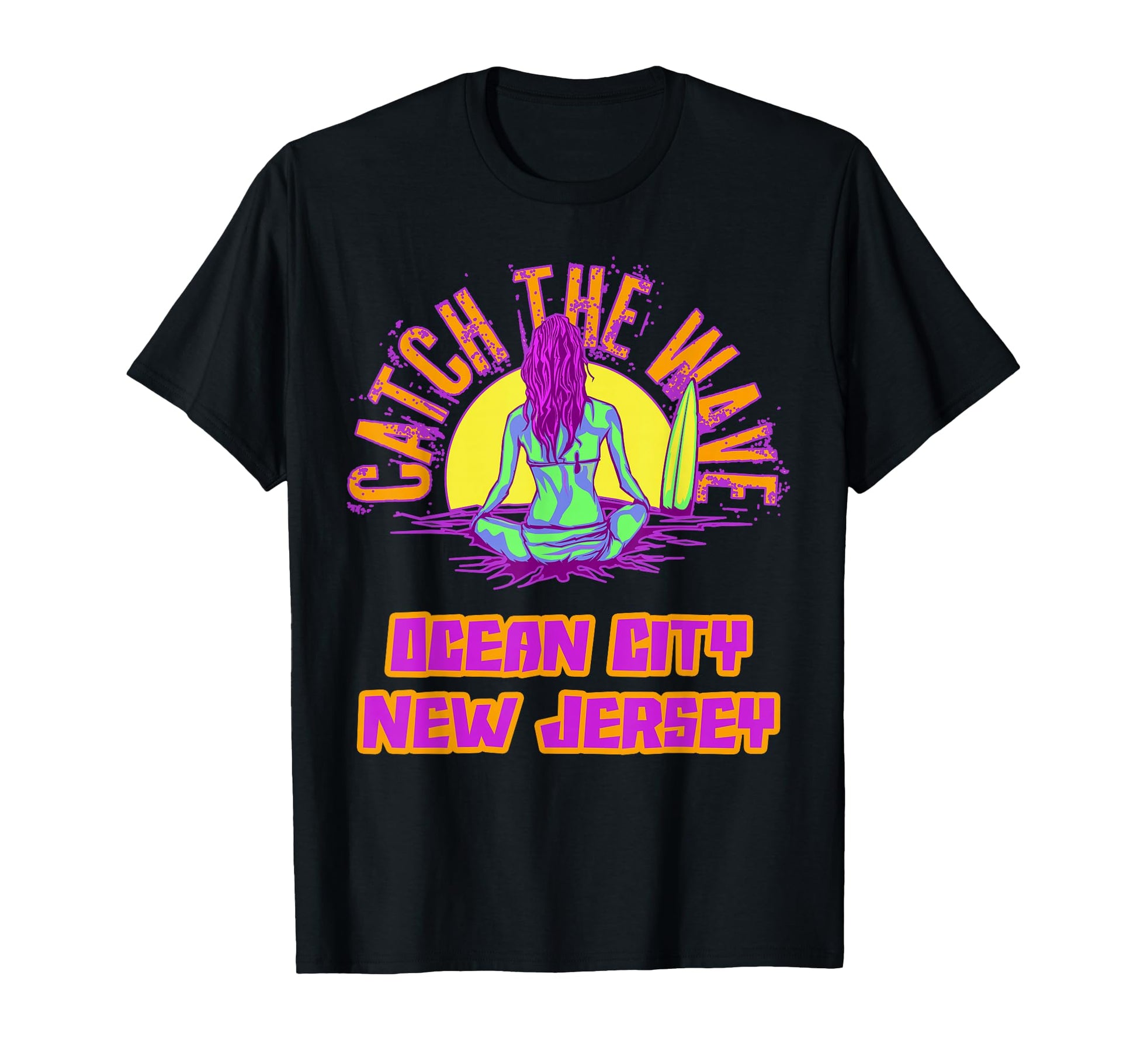 Ocean City Surfing Vaporwave Summer T-Shirt - Custom Art Print Unisex - T-Shirt, Sweatshirt, Hoodie