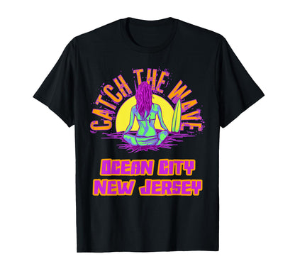 Ocean City Surfing Vaporwave Summer T-Shirt - Custom Art Print Unisex - T-Shirt, Sweatshirt, Hoodie