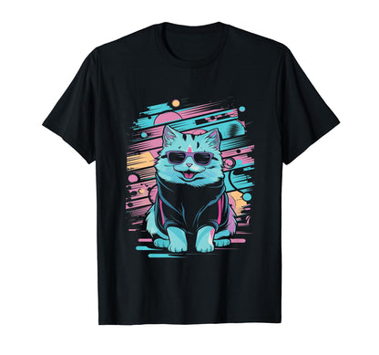 Vaporwave Cat Aesthetic Synthwave Cat T-Shirt - Trendy Graphic Unisex - T-Shirt, Sweatshirt, Hoodie