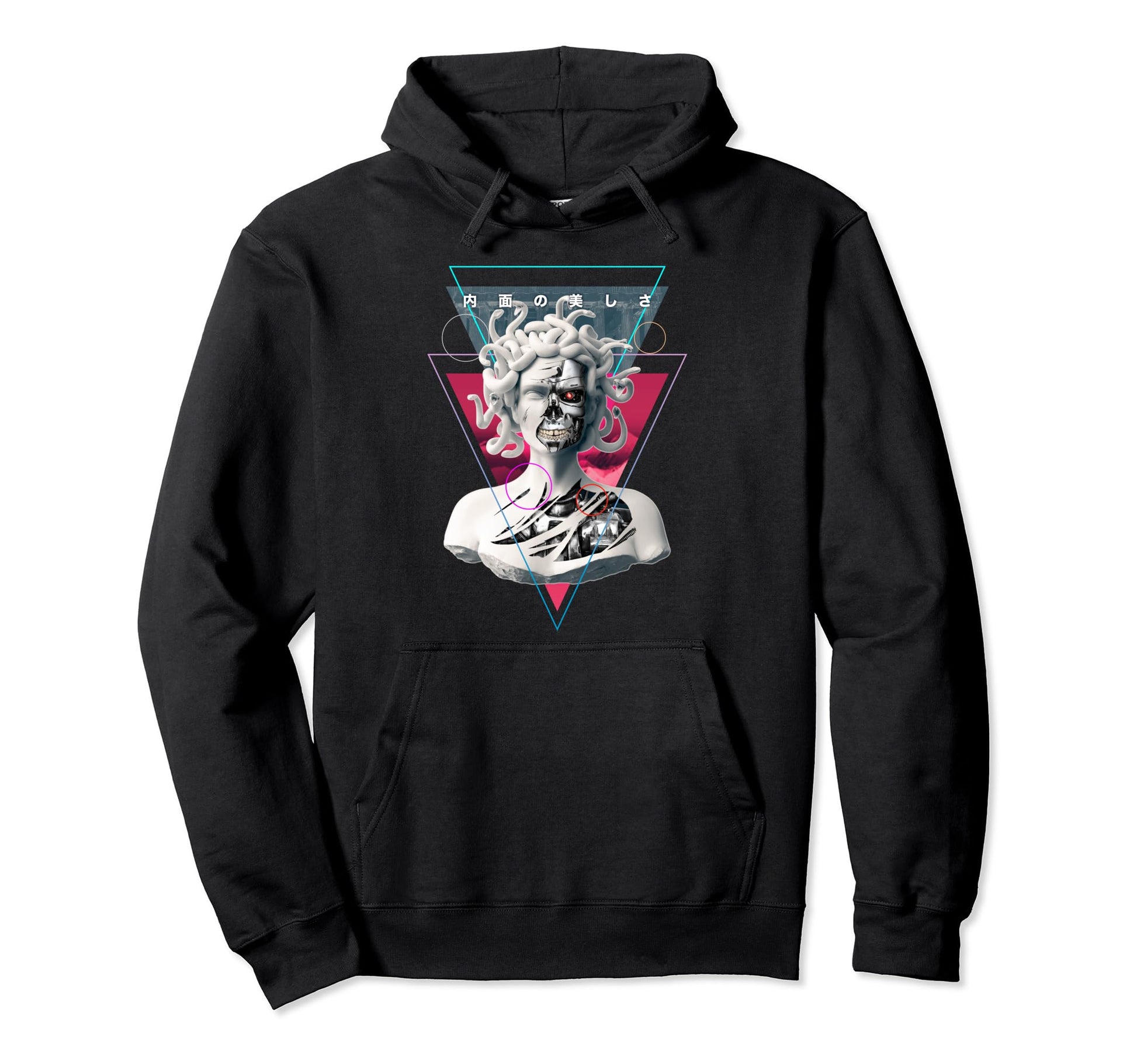 Vaporwave Cyborg Medusa Statue Hoodie - Aesthetic Graphic for Adults - T-Shirt, Sweatshirt, Hoodie