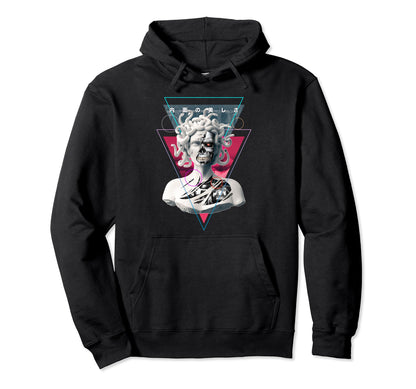 Vaporwave Cyborg Medusa Statue Hoodie - Aesthetic Graphic for Adults - T-Shirt, Sweatshirt, Hoodie