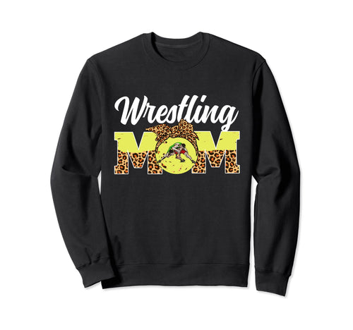 Wrestling Mom Game Day Leopard Sweatshirt - Fun Novelty Design for Adults - T-Shirt, Sweatshirt, Hoodie