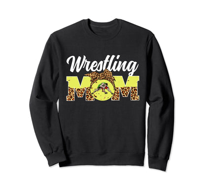 Wrestling Mom Game Day Leopard Sweatshirt - Casual Everyday Wear Men Women - T-Shirt, Sweatshirt, Hoodie