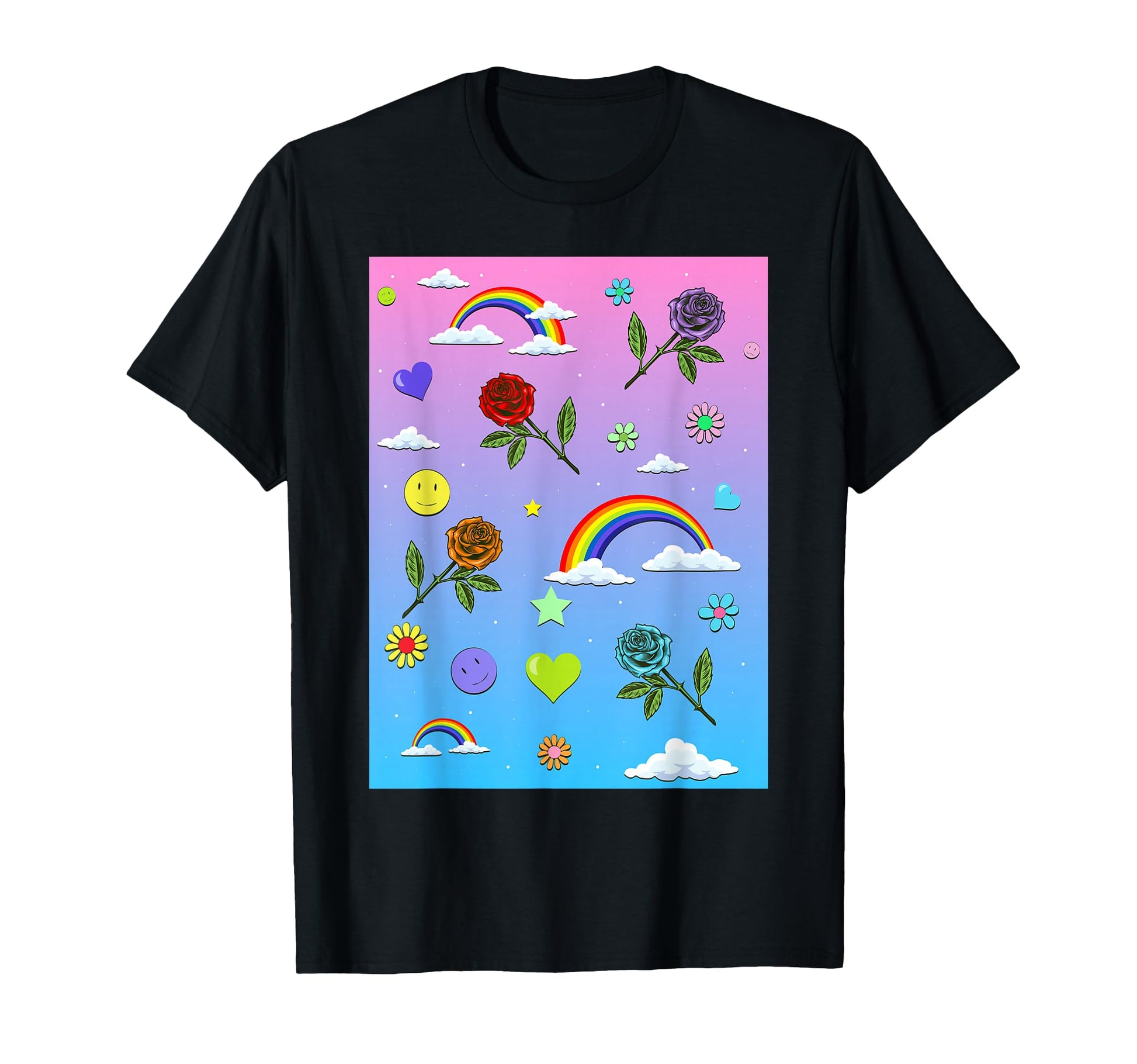 Kidcore Aesthetic Roses Rainbow And T-Shirt - Streetwear Style Unisex - T-Shirt, Sweatshirt, Hoodie