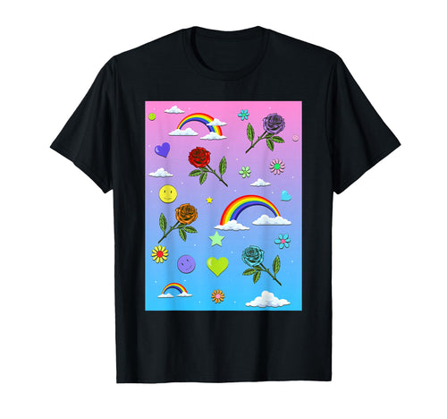 Kidcore Aesthetic Roses Rainbow And T-Shirt - Streetwear Style Unisex - T-Shirt, Sweatshirt, Hoodie