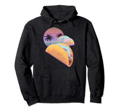 Retrowave Tacos Palm Trees Sunset Hoodie - Casual Everyday Wear for Adults - T-Shirt, Sweatshirt, Hoodie