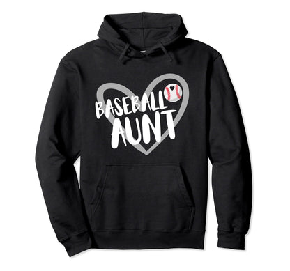 Funny Baseball Aunt Heart Hoodie - Custom Art Print Men Women - T-Shirt, Sweatshirt, Hoodie
